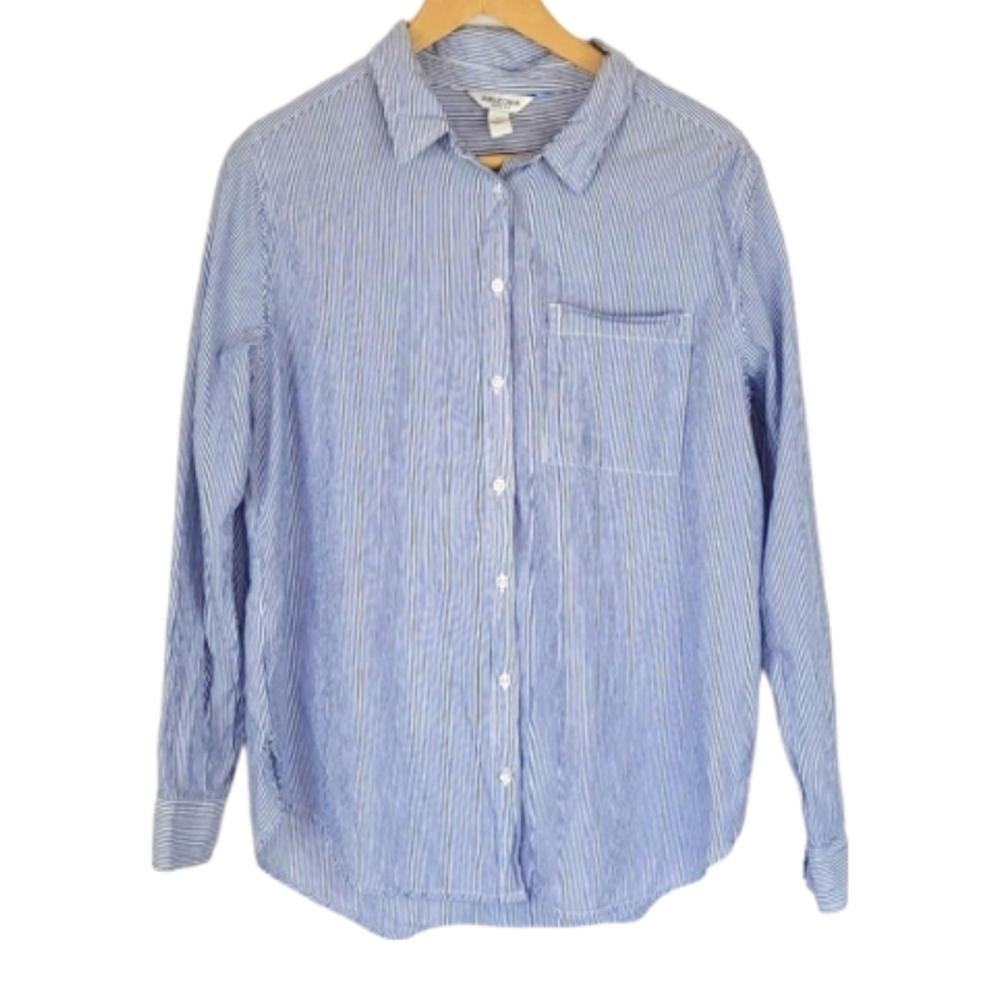 100% Cotton Pinstripe Dress Shirt, L